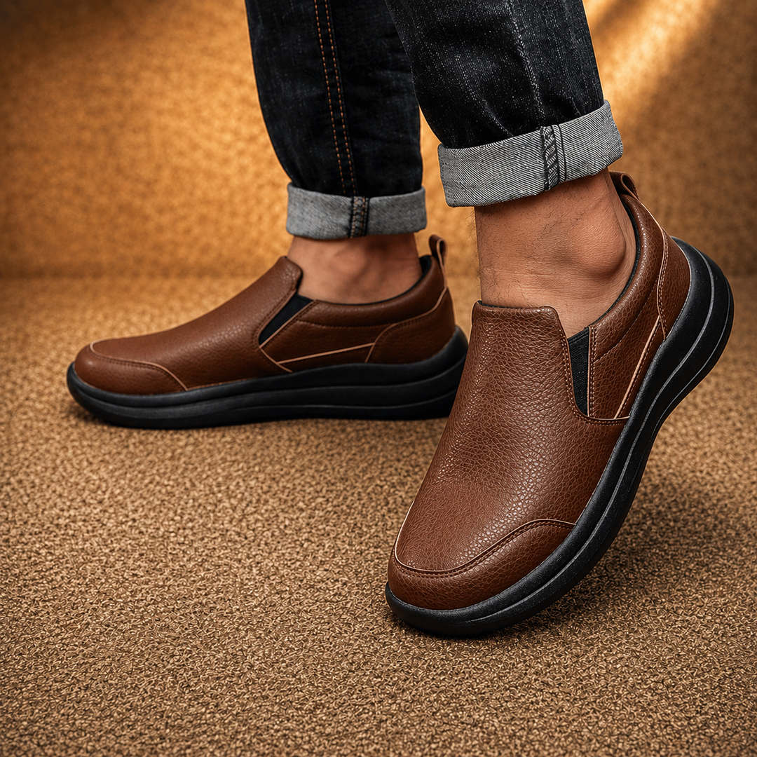 Lightweight Leather Slip-Ons